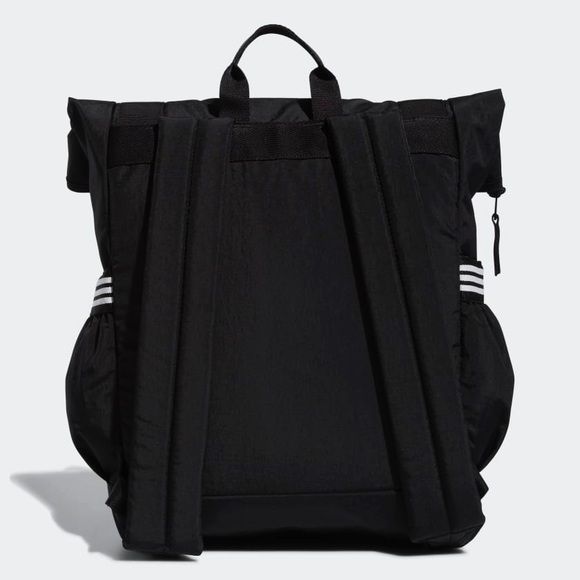 EUC Unisex Adidas Yola Roll-Top Nylo Backpack In Black & White - Picture 4 of 14